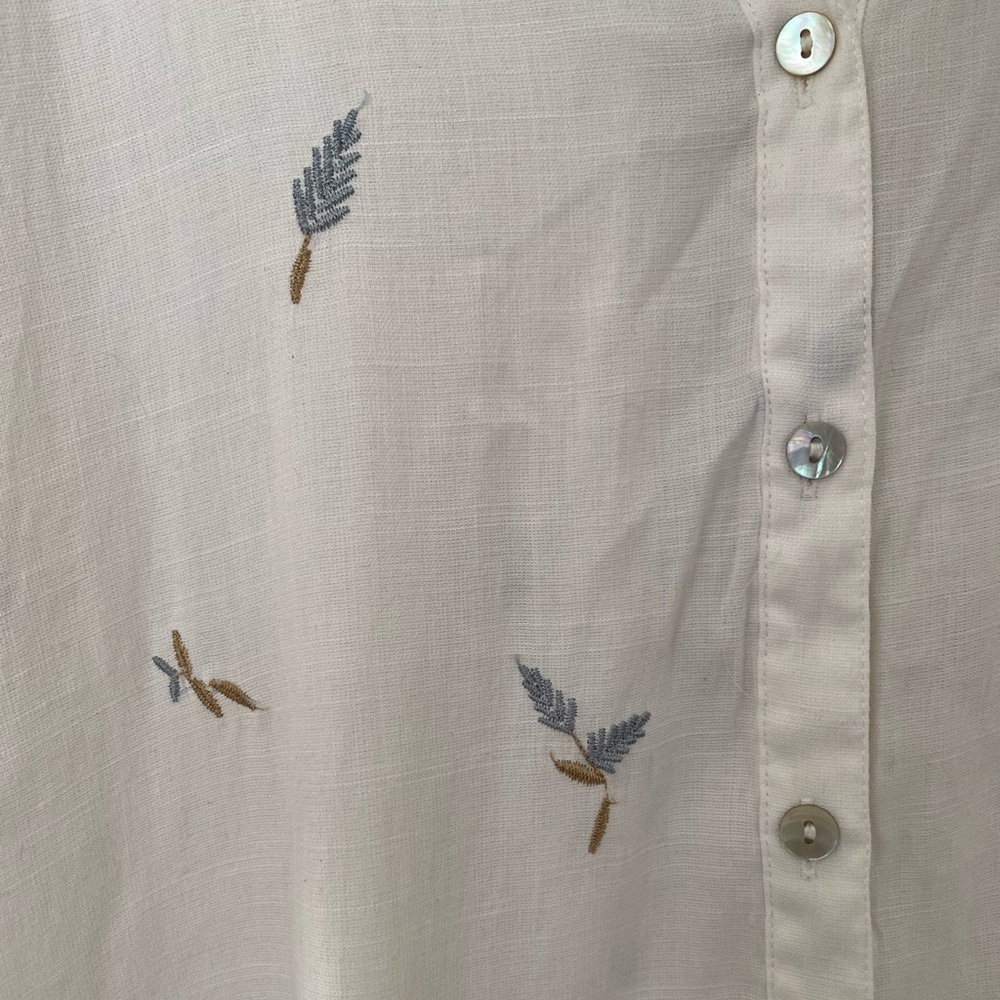 White Embroidered Button Shirt - Picture 3 of 5